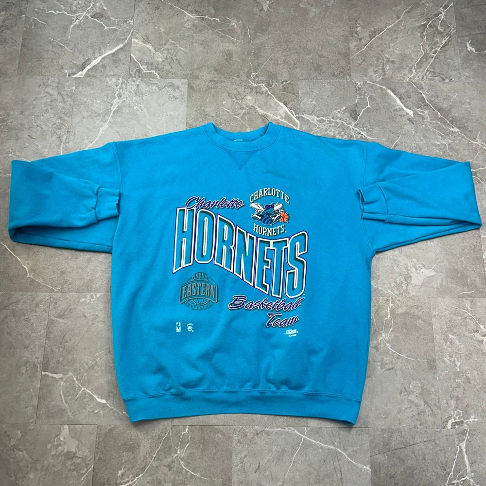 90s Vintage Charlotte Hornets Sweatshirt Mens 2XL Pullover Crewneck Spell Out